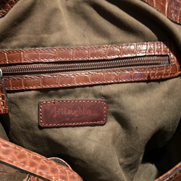 J McLaughlin Tassel Bag Brown Crocodile Leather Extra Large - Picture 13 of 16